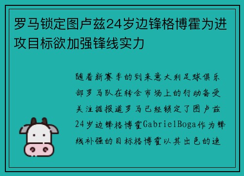 罗马锁定图卢兹24岁边锋格博霍为进攻目标欲加强锋线实力